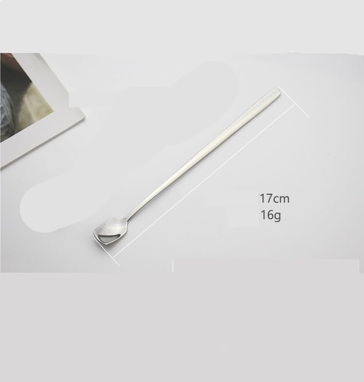 Silverware Flatware Set, 4/16/24/32/40/48 Pieces 304 Stainless Steel Coffee Spoon Mixing Spoon Creative Ice Spoon Square Head Dessert Honey Spoon(4Set-16Pcs)