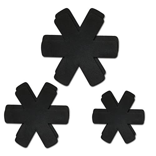 MUNSKT 6 Piece Pot Pan Protectors for Stacking Larger Thicker Saucepan Protectors of 3 Sizes Adjustable Felt Thermal Insulation Mat Anti-Skid Reusable Kitchen Accessories