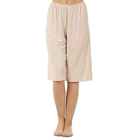 exfaMouSstore Ladies Plain Anti Cling Cooling Underskirt Petticoat Waist Culotte Slip Beige Cover