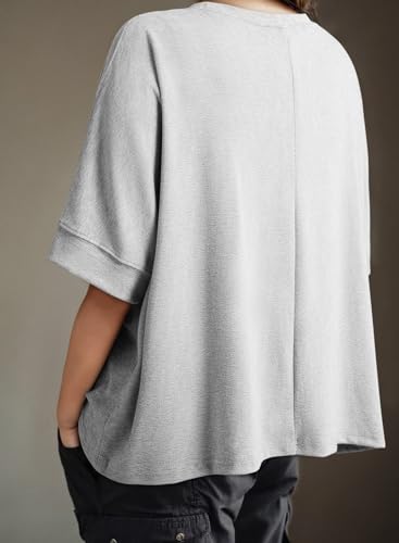 Dokotoo Summer Shirts 2025 Womens Solid T Shirts for Women Loose Oversized Tops Basic Tee