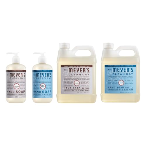 Image of Mrs. MEYER'S Variety Pack Hand Soap & Refill, 1 Rain Water Scent + Refill & 1 Lavender Scent (Variety Pack)