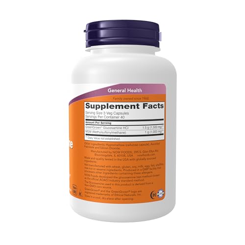 NOW Foods Supplements, Glucosamine & MSM (GreenGrown® Glucosamine), Vegetarian, 120 Veg Capsules - Image 3