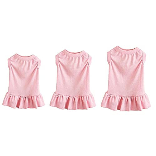 1 Pack Blank Dog Shirt Skirt Soft Breathable Cute Pet Clothes, Sleeveless Dress for Girls, Dog T-Shirts Apparel, Dog Outfits, Plain Dog Shirt for Puppies, Small Extra Small and Medium Dogs,Pink,M - Afbeelding 6