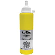 Lukas CRYL Studio Artist Acrylic Paint, Lemon Yellow Primary, 250 ml Bottle - High Pigment Acrylic Paints for Canvas Painting, Large Scale Works - Medium-Viscosity, Water-Mixable, Fast Drying