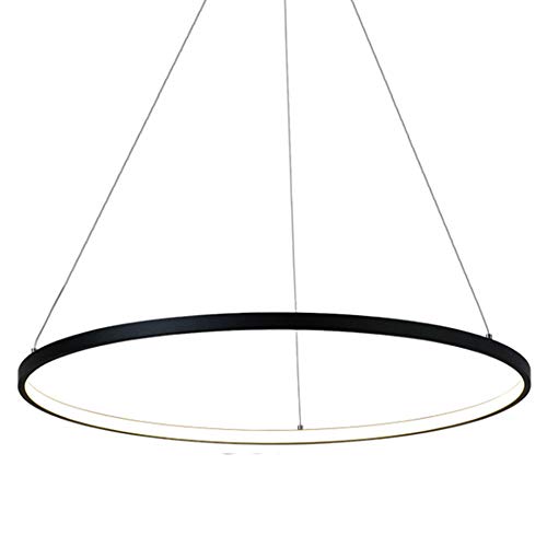 Preisvergleich Produktbild LED-Pendelleuchte Esstisch Pendellampe Schwarz Aluminium Rund Ring Hängeleuchte Höhenverstellbar Deckenlampe für Wohnzimmer Esszimmer Küche Schlafzimmer Lampe,80CM,4000K Natürliches Licht