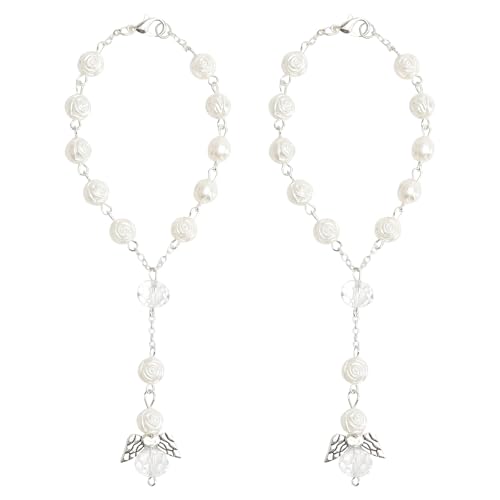 APOMOONS Lot de 2 pendentifs ange gardien, pour rétroviseur, porte-bonheur, chapelet de voiture, décoration intérieure de voiture, rétroviseur...