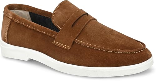 Image of Men Suede Leather Loafers with Bow - Cushioned Comfort, Durable Sole & Everyday Luxury