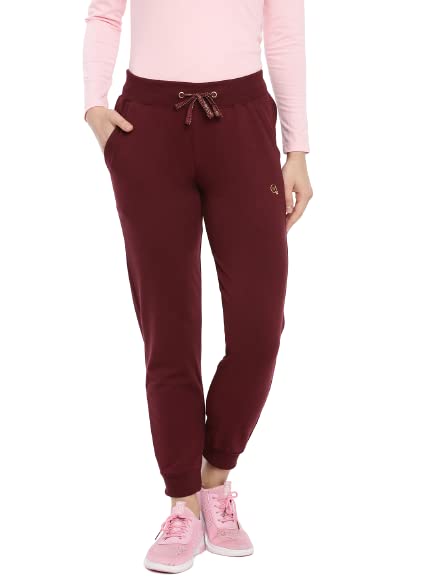 Macrowoman W-Series Active Plain Pants for Women in Cotton Rich Fabric, Low Waist Trousers with Front Pockets for Gym, Yoga & Leisure