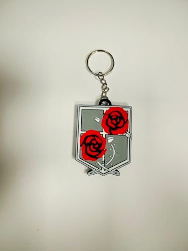 Image of Attack on Titan Keychain Set, Anime Shield Emblem Design with Metal Ring, 4 Pack Collection
