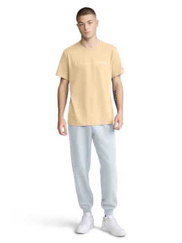 Image of Champion Men's Graphic Short Sleeve T-Shirt, Standard Fit, Tonal Script Logo, Midweight 100% Cotton