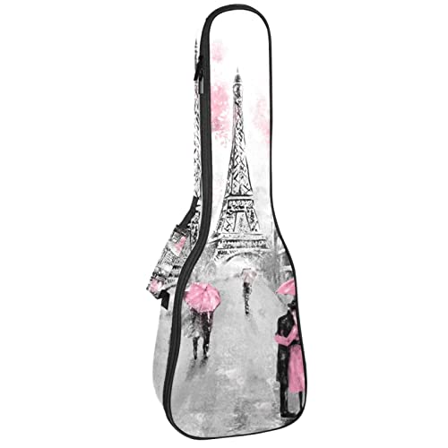 Sac à dos pour ukulélé de concert robuste rembourré 10 mm motif Tour Eiffel