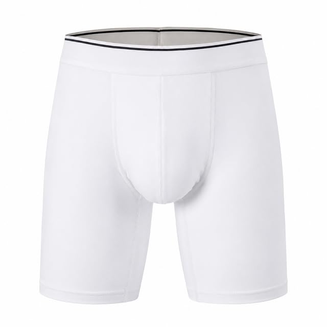 Men's Long Boxer Briefs Cotton Blend Underwear Soft Waistband-image-13