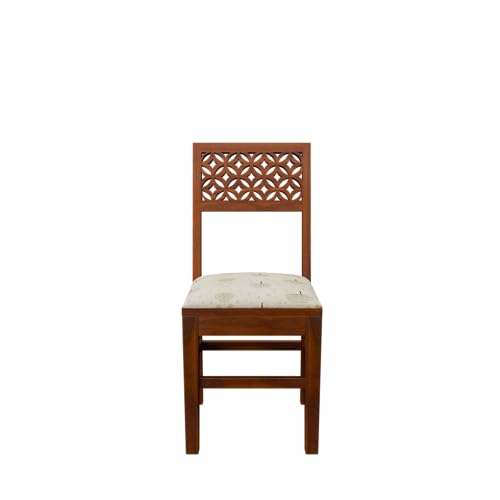 Image of THE WOODEN CITY Solid Sheesham Wood 3 Chair with 1 Bench Dining Table Set with Cushioned Chairs for Dining Room | Living Room | Home & Office | Hotels (4 Seater with Bench, Honey)