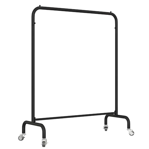 Perchero de alta resistencia con ruedas para exhibición y almacenamiento, color negro, 120 x 40 x 130 cm, perfecto para uso doméstico y minorista