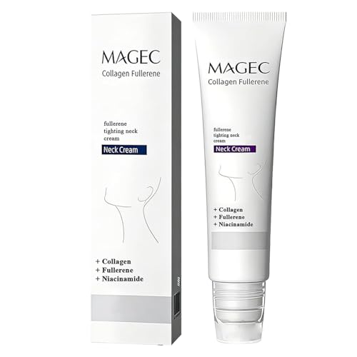 OMULIKJ Magec Cream Magic Collagen Fullerene Neck Cream Tighten and Lift Firming Neck Cream for Crepey Skin Collagen Neck Cream with Five Rollers Reduces Wrinkles and Double Chin (1pcs)