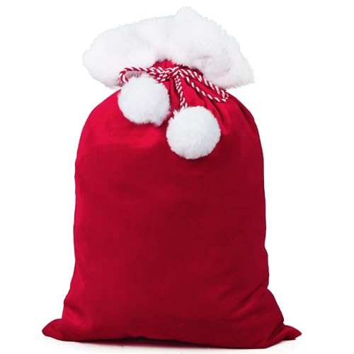 BETESSIN Weihnachtssack 30x40cm - Roter Weihnachtsbeutel aus Stoff -...