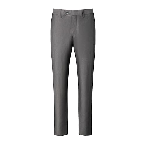 Men's Classic Dress Pants, Charcoal Gray, Flat Front, for Business Weddings