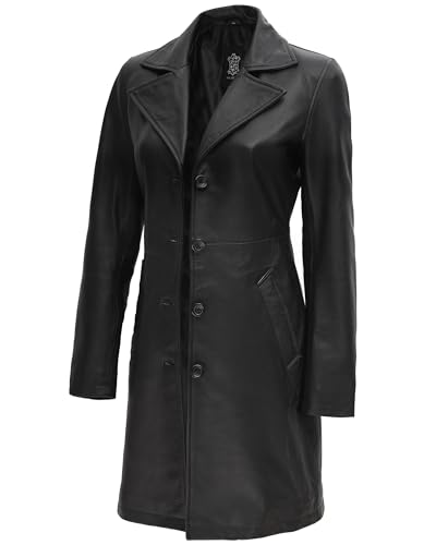 Decrum Black Leather Coat for Women