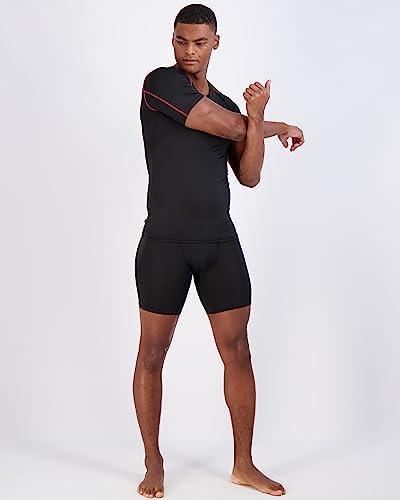 Real Essentials 4 Pack: Men's Short Sleeve Compression T-Shirt Base Layer Undershirt Athletic Top (Available in Big & Tall)