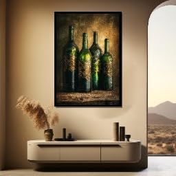Peinture sur toile bouteilles de vin vintage, art mural haut de gamme