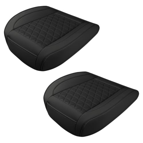 Image of 2PCS Luxury Faux Leather Car Seat Cover, Car Seats Cushion, Black