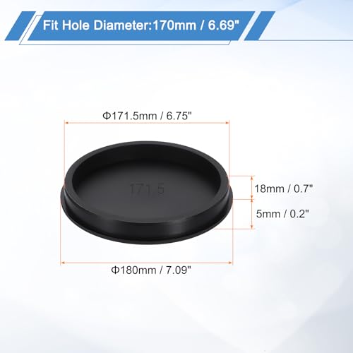 Image of uxcell Silicone Hole Plug, Waterproof Round Rubber Stoppers Bottle Seal Plugs Tube Pipe End Caps for 170mm /6.69 inch Hole for Bathtub Bottle, Black