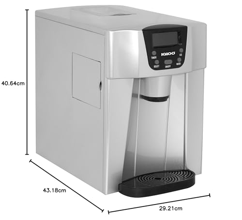 Fridge EFIC227-2 in 1 Water Dispenser with Ice Maker - 2 Size Ice Cube - LCD Display- Compact Size - Silver, Pack 1
