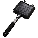 BOSREROY Parrilla Panini para estufa, para hacer sándwiches, panini de doble cara, antiadherente, bandeja de aleación de aluminio portátil, parrilla, camping, hogar, cocina, fácil de limpiar