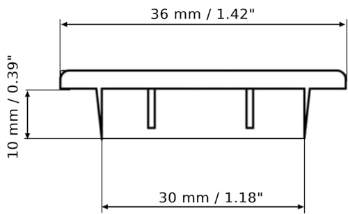 Image of (Pack of 20) Window Gray Plastic Hole Plugs 1.42 inch x 1.18 inch (36 x 30 mm), Drill Hole Cover Caps, Furniture Hole Plug, Screw Hole Plugs
