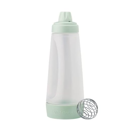 Whiskware Pancake Bottle, Batter Dispenser and Mixer with BlenderBall Wire Whisk, Durable, No-Mess, BPA Free, Dishwasher Safe, Mint