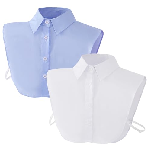 2 Pcs Fake Collar Detachable Dickey Collar Faux False Collar Half Shirts for Women Graduation Daily Wear