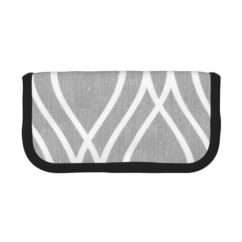 Figura geometrica in stampata Astuccio per matite per in per penne a matita di grande capacità argento tela