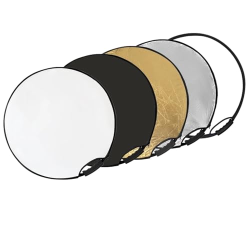 Reflector fotográfico Reflector de luz 5 en 1 con asa, Carpa for fotografía con Bloqueo de luz, Reflector Circular, Panel translúcido(110)