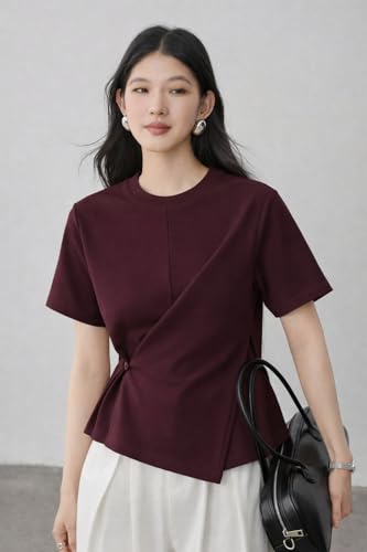 Image of Zilcon Woman Half Sleeve Round Neck Womens Tops Beach Vacation Fashion Clothes Casual Summer Spring Winter Fall Outfits Tops