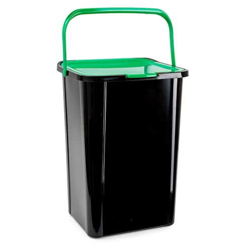 Tradineur - Cubo para Reciclaje con Asa - Capacidad de 45 Litros - Fabricado en Papel - Reciclaje para Vidrio - 53 x 39,5 x 34,5 cm - Color Verde