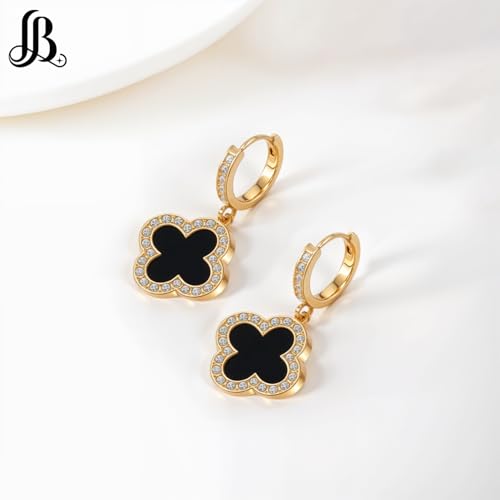 Huggie Hoop Clover Earrings for Women | Designer Clover Dangle Hoop Earrings | Lovely Gift for Women3