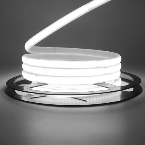 KISUFU 220V Ruban LED COB, 240LEDs/m Bande LED Neon IP65 Etanche 10cm Cuttable néon Lumineuse Bandeau LED Light Strip pour Chambre, Jardin, r Intérieur Extérieur Plafond Décoration.