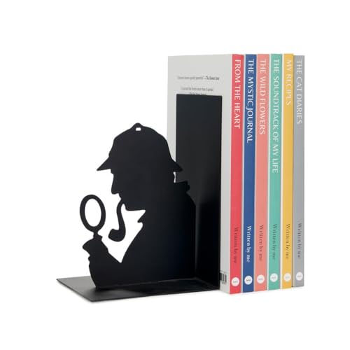 Balvi - Sherlock fermalibri decorativo in metallo di colore nero. Design originale