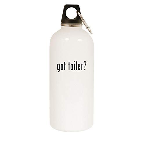 got toiler? - 20oz Stainless Steel White Water Bottle with Carabiner, White