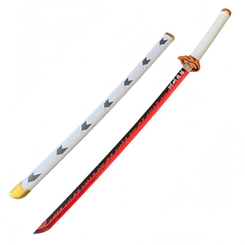 【Hymist】 鬼滅の刃光る武士刀 充電式レーザーソード設計で発光効果 鞘付きシミュレーションカタナで臨場感 UP コスプレ・ロールプレイングに最適 男の子へのギフトとして 光る武器 (煉獄 杏寿郎)