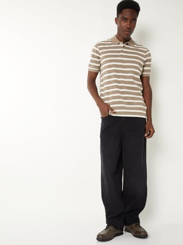 Image of Max Men's Half Sleeves Regular Fit Striped Polo T-Shirt