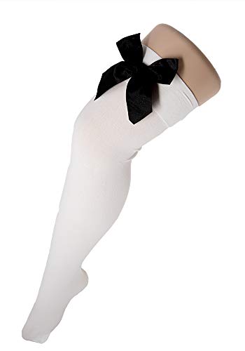 Lolita Charm Lolita Over Knee and High Socks (One Size, BLK-BOW-WHT)