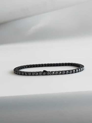 4/5mm Black Moissanite Tennis Bracelets for Women Men, 316 Stainless Steel Cuban Chain Lab Grown Simulated Diamond Bracelets Wedding Gift Jewelry Fathers day2