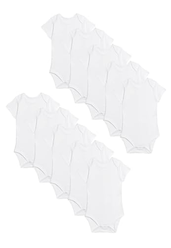Marks & Spencer 10Er-Pack Kurzarm-Bodys Aus Reiner Baumwolle (2,9 Kg–3 Jahre) Weiss 0-3 Monate