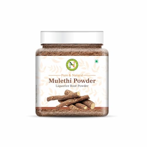 Image of NatureVit Mulethi Powder, 250g | Edible Licorice Powder for Skin Brightening, Hair Care & Digestion | Natural & Preservative-Free | Yashtimadhu
