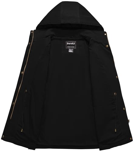 Pursky Women's Cotton Anorak Jacket Lightweight Casual Military Jackets Safari Utility Coats With Removable Hood3
