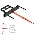 VEVOR 39" Hay Spear, Bale Spears 1600lbs Loading Capacity, Skid Steer Loader Tractor Bucket Attachment with 2pcs 17.5" Stabilizer Spears and 60" Chain, Quick Attach Spike Forks