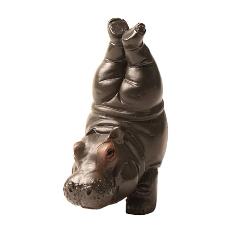 Comidox 1PC Handcrafted Resin Hippo Figurine - Yoga Pose Decor for Home Garden & Party No Electricity Needed Indoor/Outdoor Artistic Craft