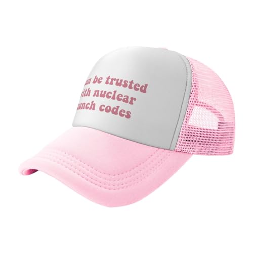 Image of Put It On My Boyfriends Tab Trucker Hats for Women Pink Men Humor Gift Pink Hats for Men