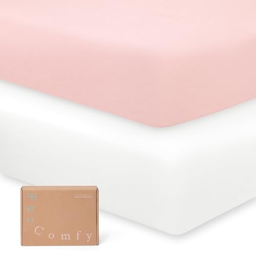 PurComfy Supersoft Crib Sheets 2-Pack, Premium Bamboo Viscose Stretchy Fitted Crib Sheet, Hypoallergenic Breathable Crib Sheets Boy Girl, Neutral Baby...